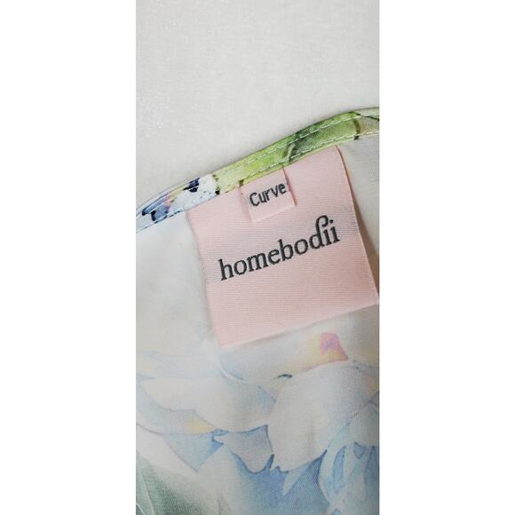 Homebodii Curve Blue Floral Lace Trim  Robe Womens - Picture 5 of 6